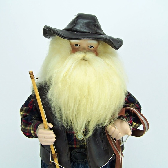 Decorative 18" Tall Fly Fishing Santa Claus Doll - Picture 3 of 8
